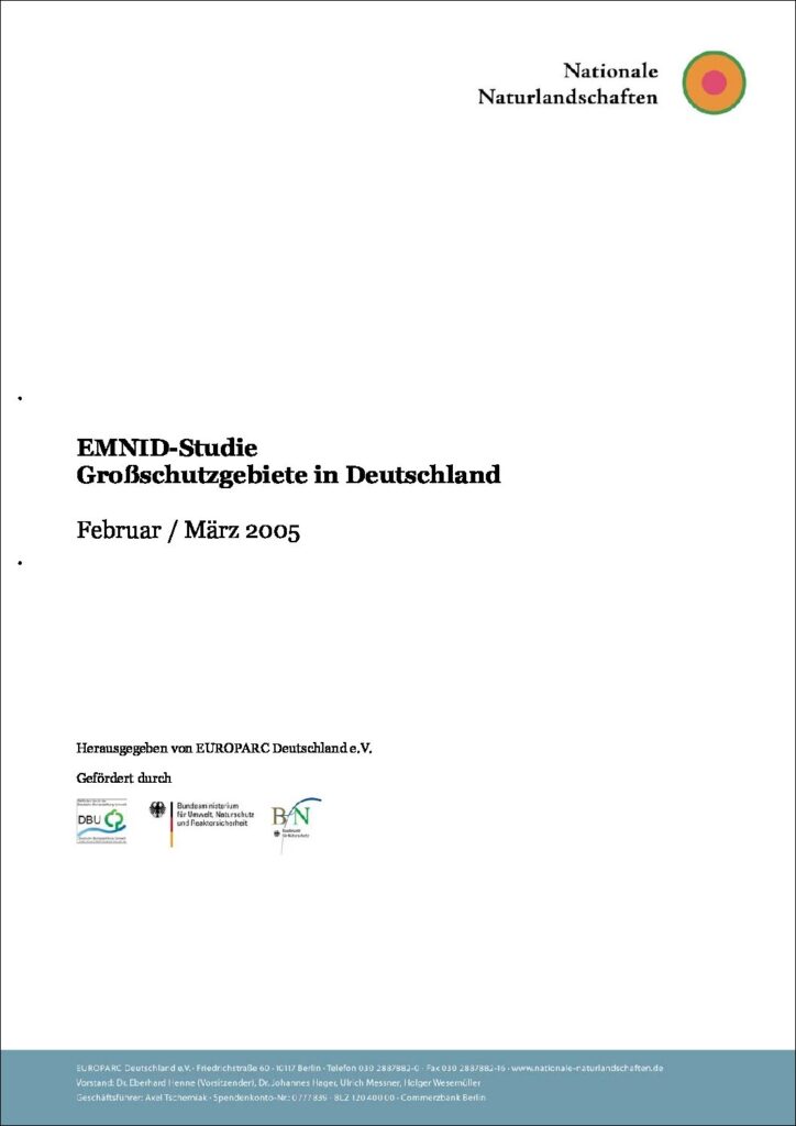 Titelblatt der EMNID-Studie "Großschutzgebiete in Deutschland" 2005