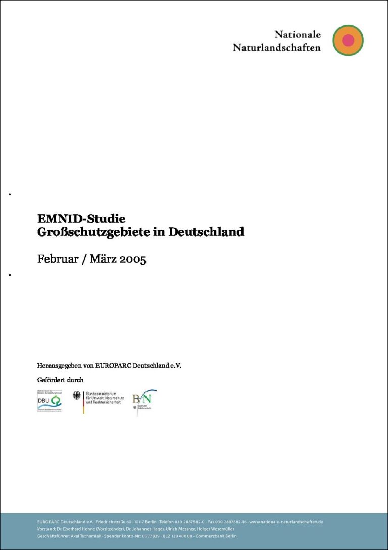 Titelblatt der EMNID-Studie "Großschutzgebiete in Deutschland" 2005