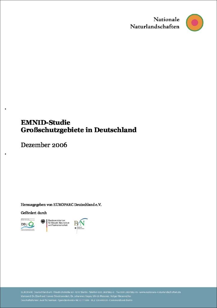 Titelblatt der EMNID-Studie "Großschutzgebiete in Deutschland" 2006