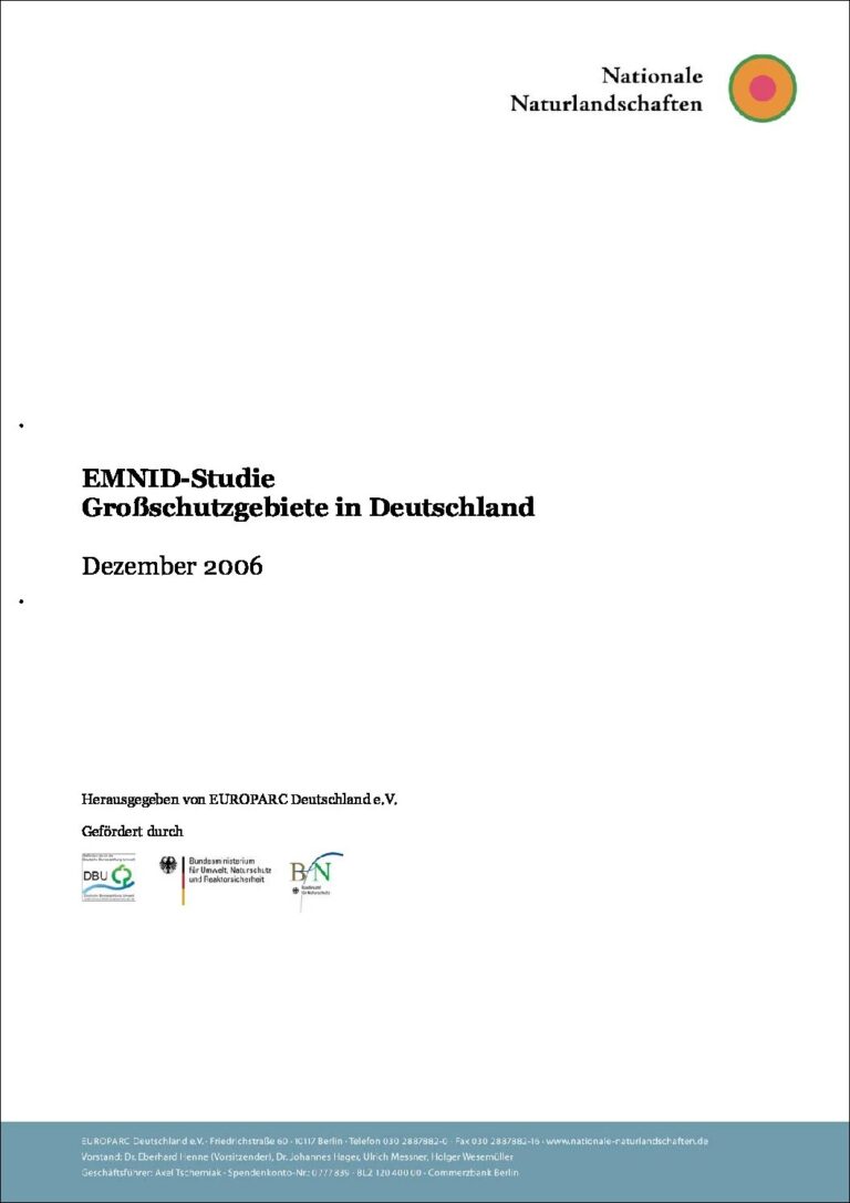 Titelblatt der EMNID-Studie "Großschutzgebiete in Deutschland" 2006