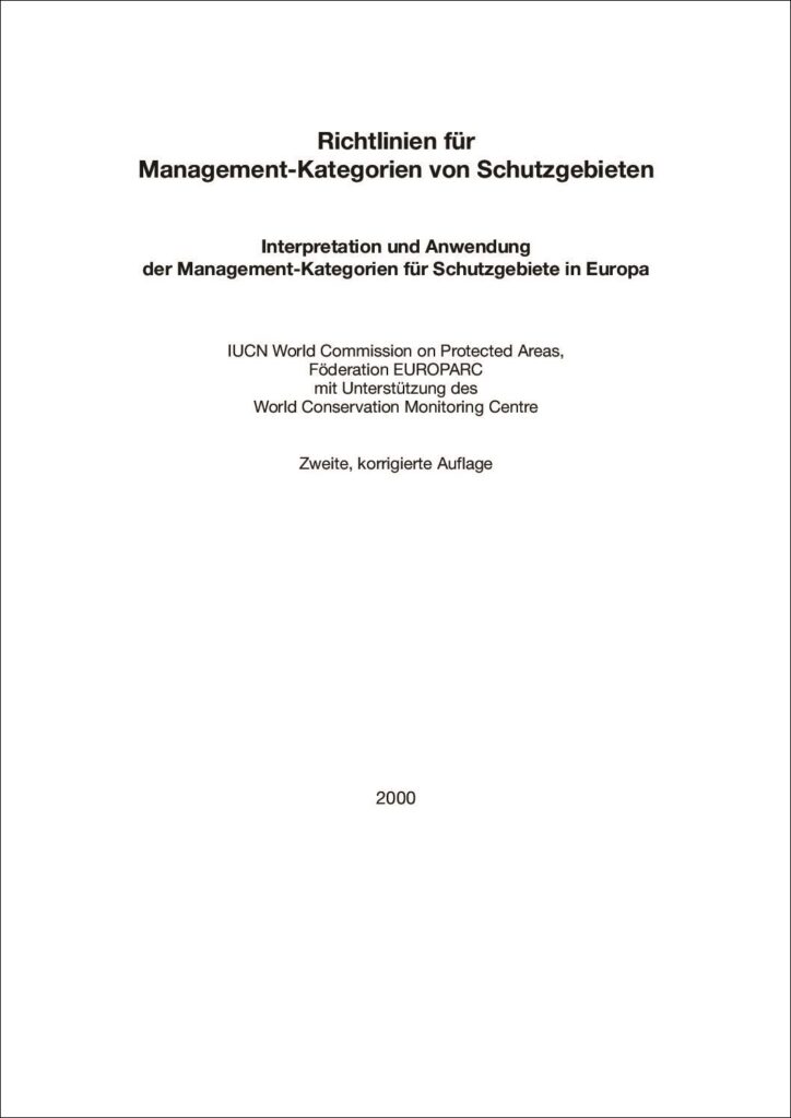 Titelblatt der Richtlinien für die Anwendung der IUCN-Managementkategorien für Schutzgebiete