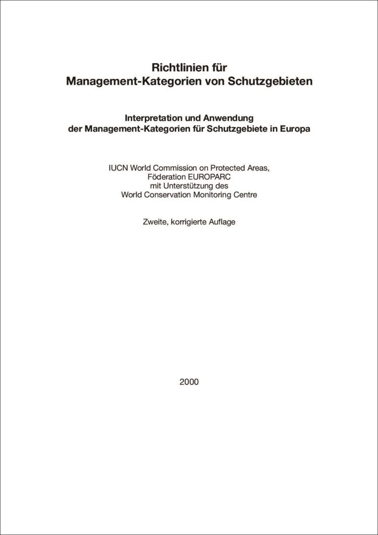 Titelblatt der Richtlinien für die Anwendung der IUCN-Managementkategorien für Schutzgebiete