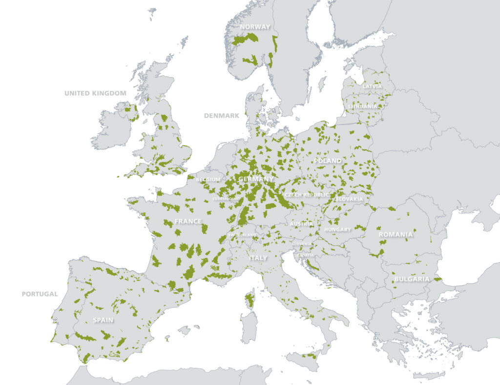 Karte der europäischen Naturparke 2017 © VDN e.V.