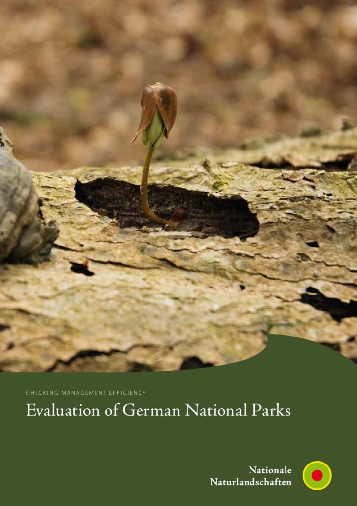 Titelblatt der Broschüre "Checking managment efficiency. Evaluation of German national parks"