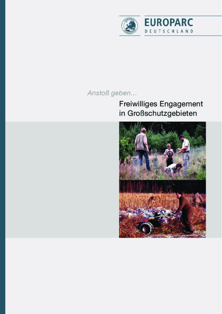 Titelblatt der Broschüre "Freiwilliges Engagement in Großschutzgebieten"