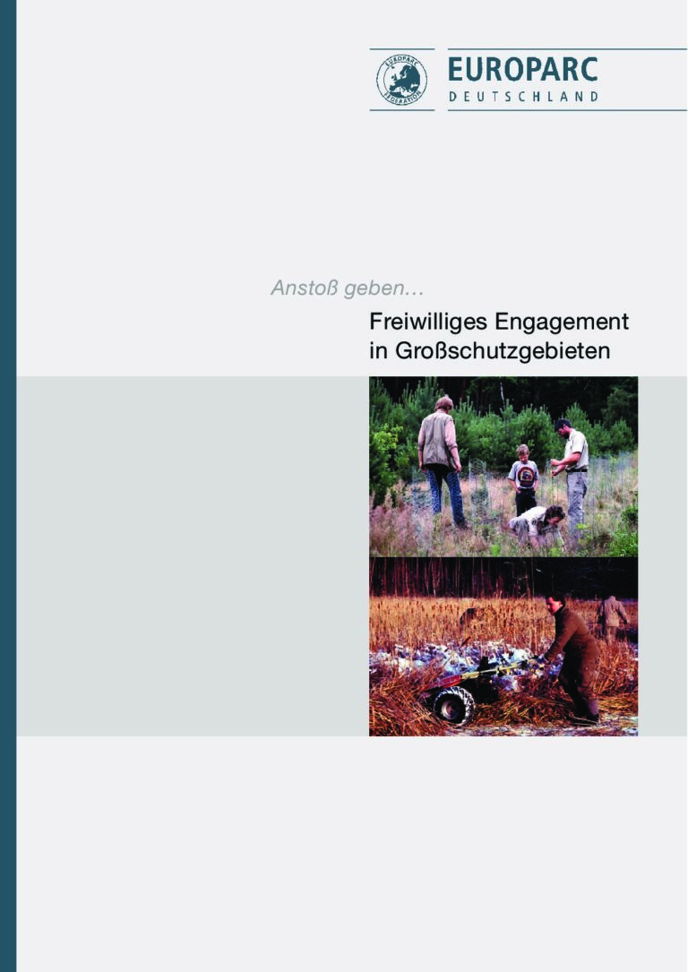 Titelblatt der Broschüre "Freiwilliges Engagement in Großschutzgebieten"