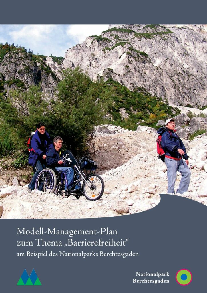 Titelblatt zur Broschüre "Modell-Managment-Plan zum Thema Barrierefreiheit am Beispiel des Nationalparks Berchtesgarden"
