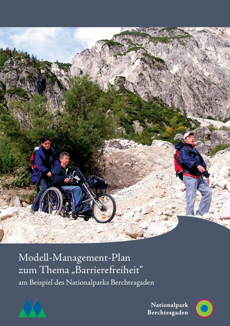 Titelblatt zur Broschüre "Modell-Managment-Plan zum Thema Barrierefreiheit am Beispiel des Nationalparks Berchtesgarden"